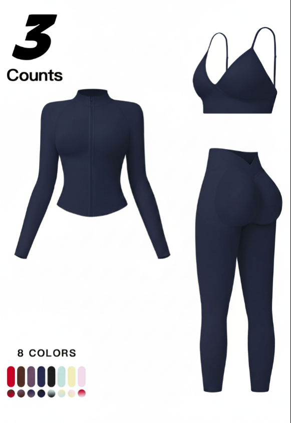 Women'S Outdoor Running Quick-Dry Jacket and High-Waist Leggings Set, Long Sleeve Yoga Tops for Fitness and Casual Wear, Workout Sets