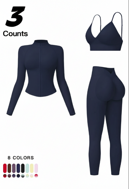 Women'S Outdoor Running Quick-Dry Jacket and High-Waist Leggings Set, Long Sleeve Yoga Tops for Fitness and Casual Wear, Workout Sets